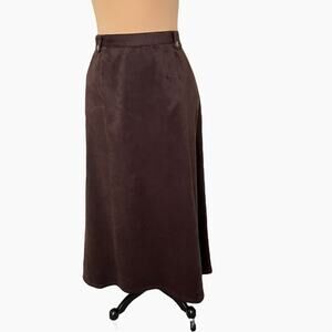 Westbound Skirt Womens 14 Brown Velour Midi Ankle Length A Line Pockets Vintage